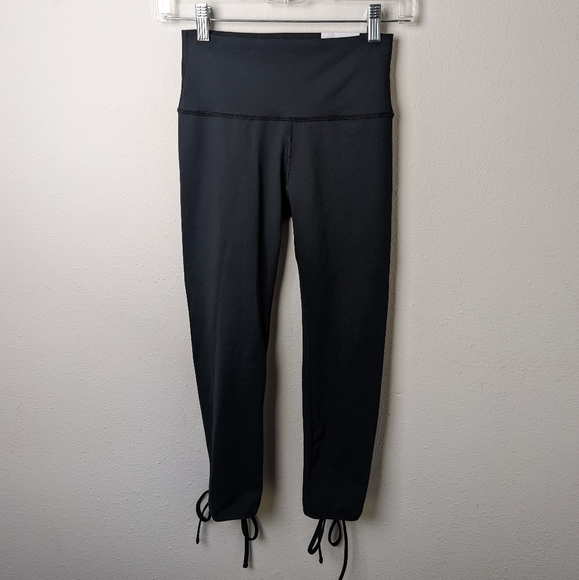 Aerie Leggings Black Hi Rise Crop Leggings Size Small Lace Up Balletcore NWT - Picture 4 of 10